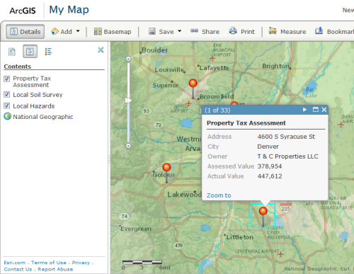 Enhanced map including local hazards and soil surveys